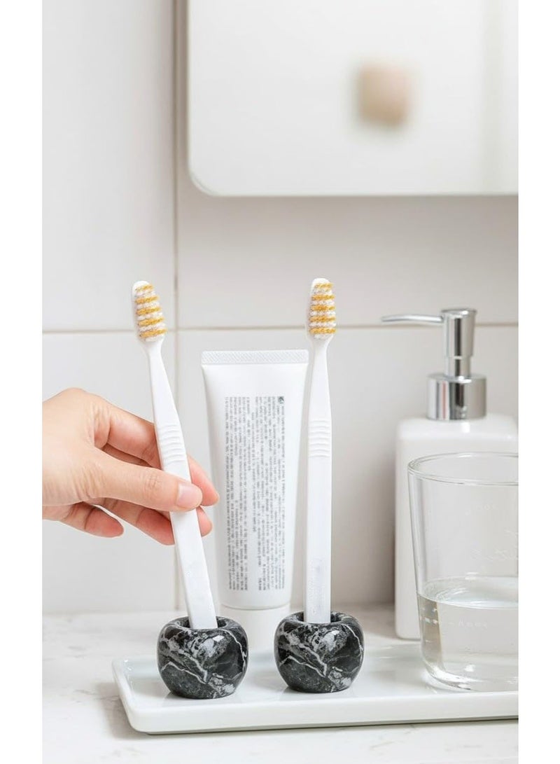 SPESHSTONES Mini Toothbrush Holders for Bathrooms 1.2 Inch Black Marble Tooth Brush Holder Set of 2 for Bathroom Organizer and Storage Accessories, Gifts, Sink & Vanity Decor - Image 3